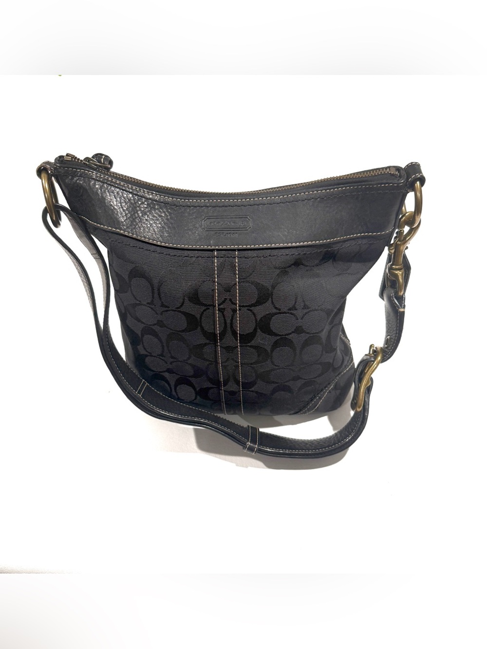 Coach Legacy Signature Duffle Messenger Crossbody Bag 10403, Black Jacquard